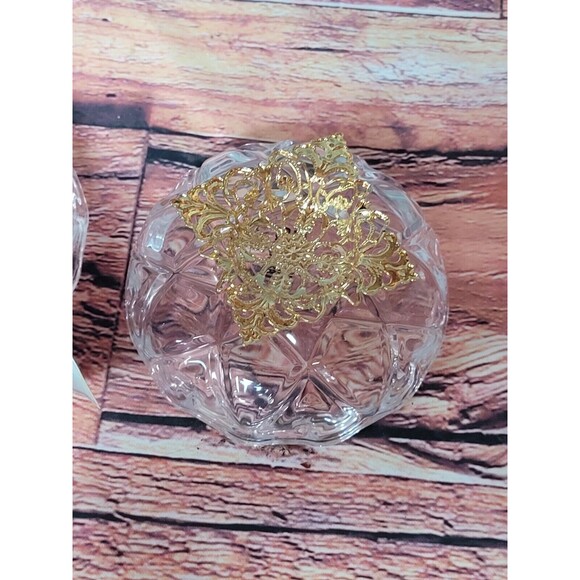 Killarney Crystal Trinket Box 22k Gold Finishing Shamrock~ Green Stones~ Ireland - Picture 5 of 6